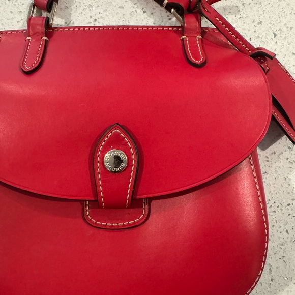 Dooney and Bourke Red Leather Alto Saddle Bag - Picture 1 of 12